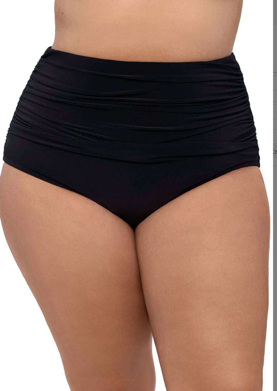 NEW TRIMSHAPER high shirred brief bottom bikini -plus in black